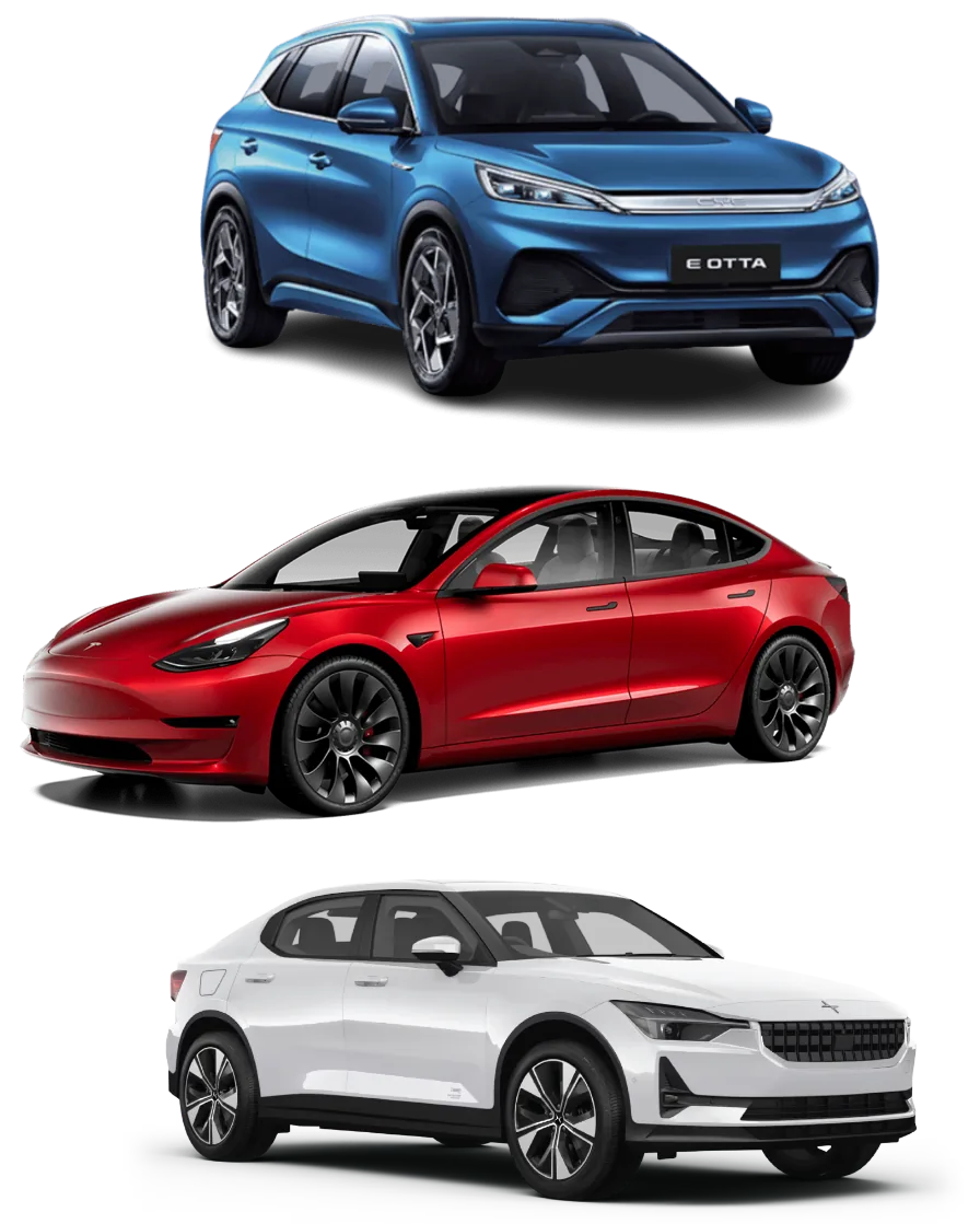 Three electric vehicles including Tesla Model 3 and European EVs for specialist servicing